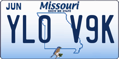 MO license plate YL0V9K