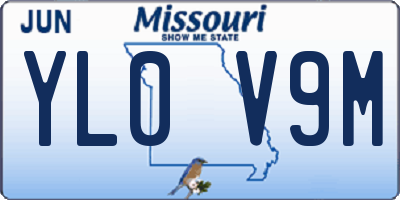 MO license plate YL0V9M