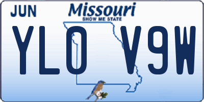 MO license plate YL0V9W