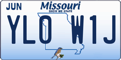 MO license plate YL0W1J