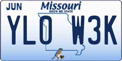 MO license plate YL0W3K