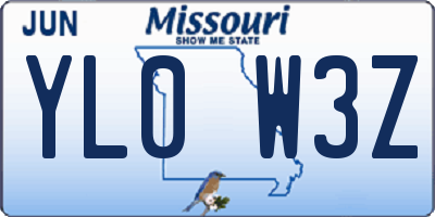 MO license plate YL0W3Z