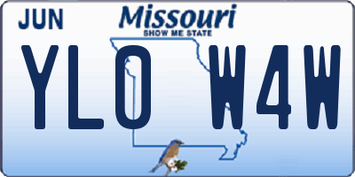 MO license plate YL0W4W