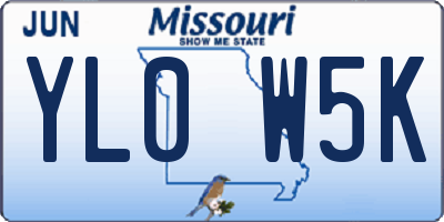 MO license plate YL0W5K