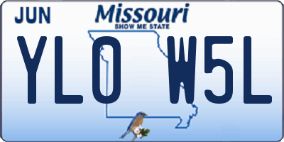 MO license plate YL0W5L