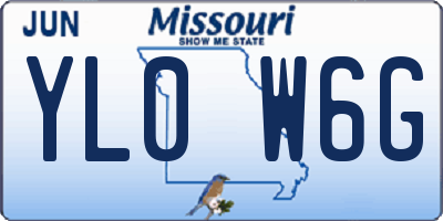MO license plate YL0W6G