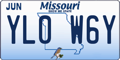 MO license plate YL0W6Y