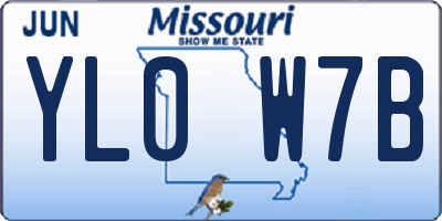 MO license plate YL0W7B