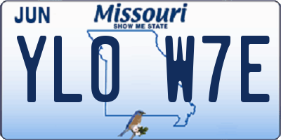 MO license plate YL0W7E