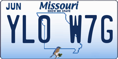 MO license plate YL0W7G