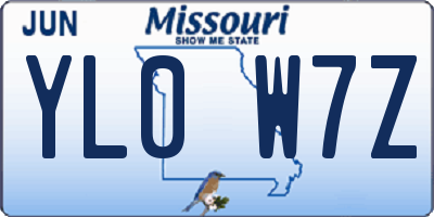 MO license plate YL0W7Z