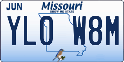 MO license plate YL0W8M