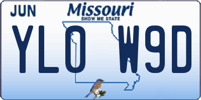 MO license plate YL0W9D