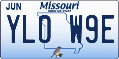 MO license plate YL0W9E