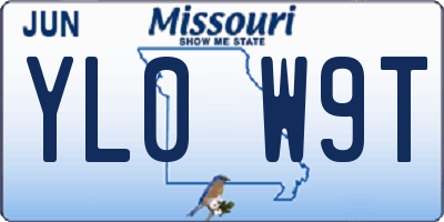 MO license plate YL0W9T