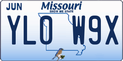 MO license plate YL0W9X