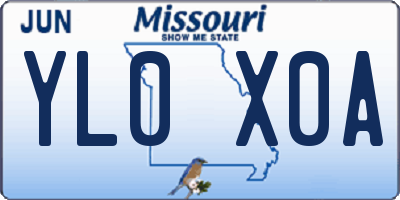 MO license plate YL0X0A