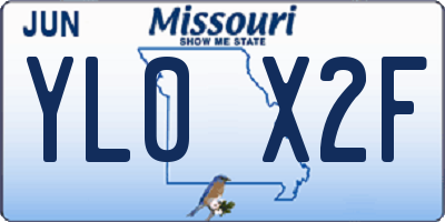 MO license plate YL0X2F