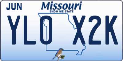 MO license plate YL0X2K
