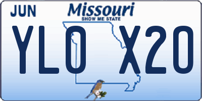 MO license plate YL0X2O