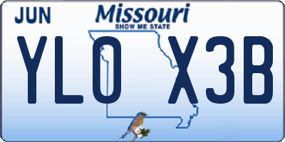 MO license plate YL0X3B