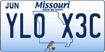 MO license plate YL0X3C
