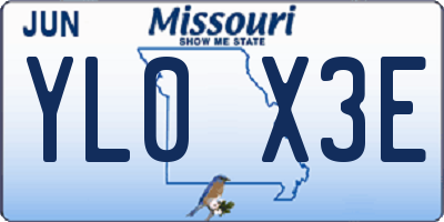 MO license plate YL0X3E