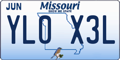 MO license plate YL0X3L