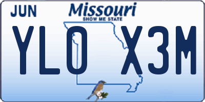 MO license plate YL0X3M