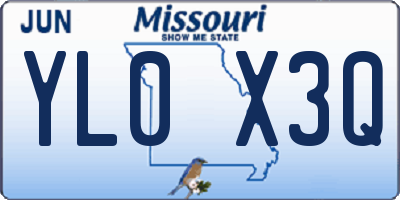 MO license plate YL0X3Q