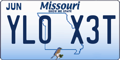 MO license plate YL0X3T