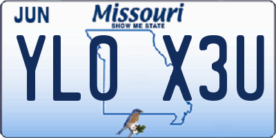 MO license plate YL0X3U