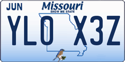 MO license plate YL0X3Z