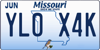 MO license plate YL0X4K