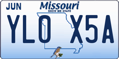 MO license plate YL0X5A
