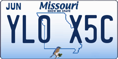 MO license plate YL0X5C