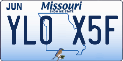 MO license plate YL0X5F