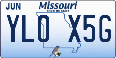 MO license plate YL0X5G