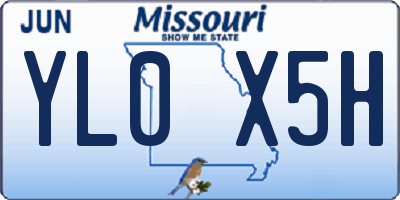 MO license plate YL0X5H