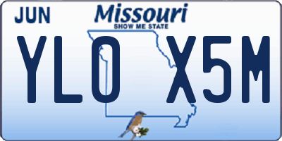 MO license plate YL0X5M