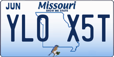 MO license plate YL0X5T