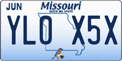 MO license plate YL0X5X