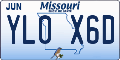 MO license plate YL0X6D