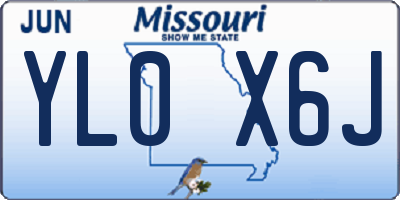 MO license plate YL0X6J