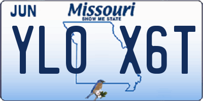 MO license plate YL0X6T