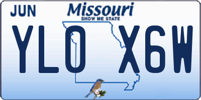 MO license plate YL0X6W