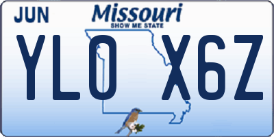 MO license plate YL0X6Z
