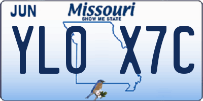 MO license plate YL0X7C