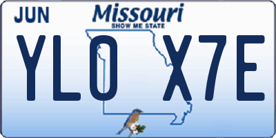 MO license plate YL0X7E