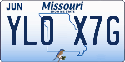 MO license plate YL0X7G